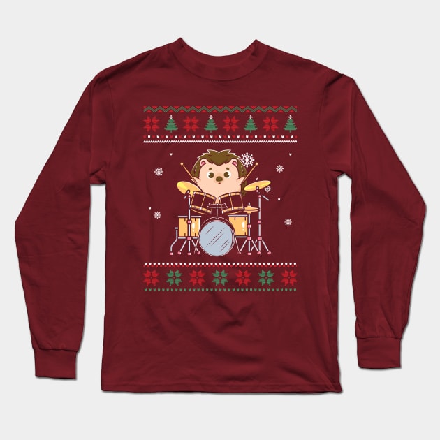 Drumming hedgehog Long Sleeve T-Shirt by NotUrOrdinaryDesign